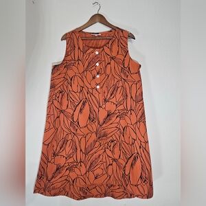 Bryn Walker Dress A-line Shift Womens Medium Orange Black Floral Made In The USA